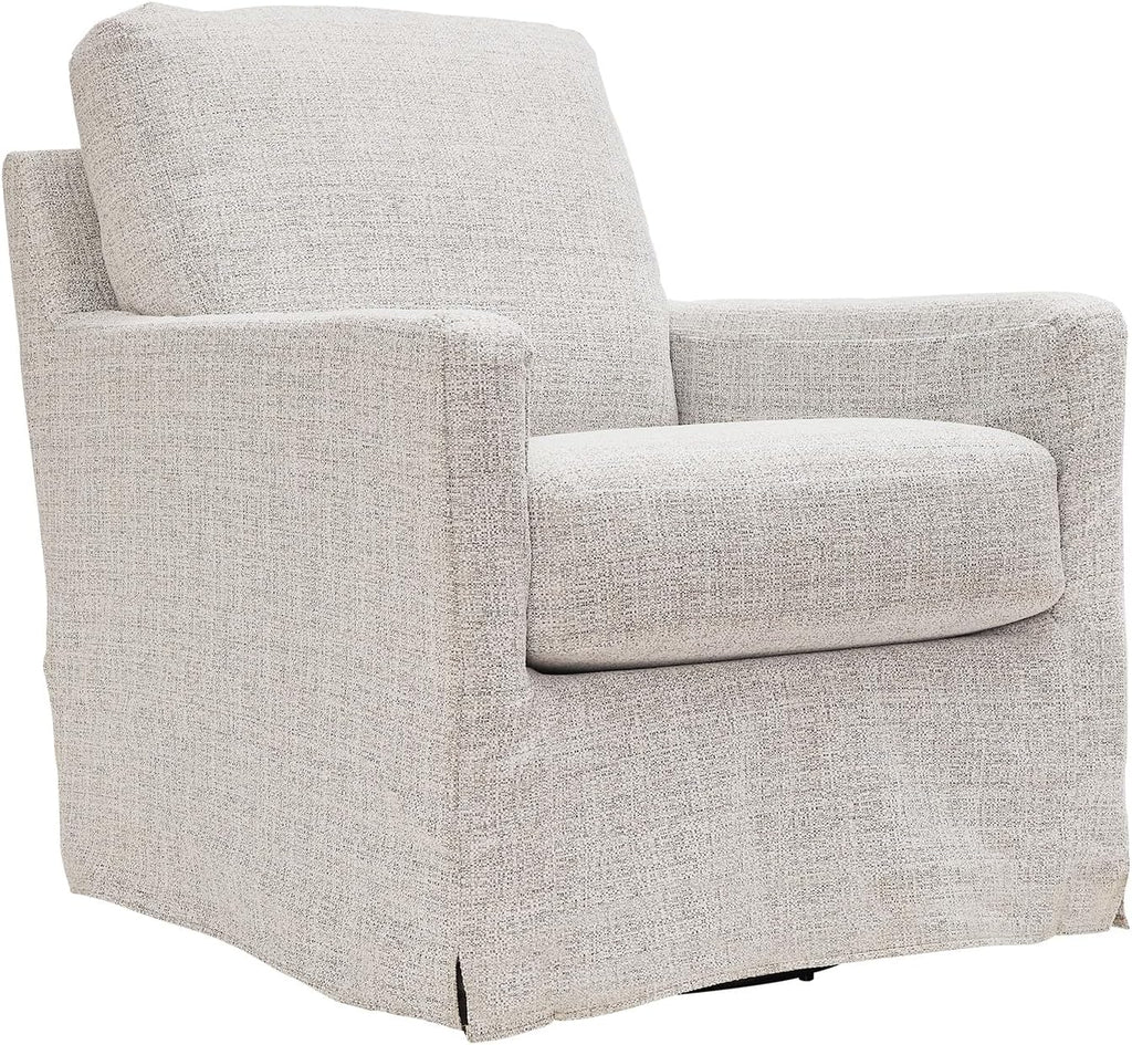 Signature Design by Ashley Nenana Next-Gen Nuvella Casual UV Resistant Upholstered Swivel Glider Accent Chair with Removable Slipcover, Light Gray