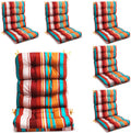 6 Pack High Back Outdoor Chair Cushions Bulk Waterproof Indoor Outdoor Chair Cushion Seat and Back Rocking Chair Cushion Thickened Patio Chair Pad for Indoor and Outdoor (Colorful Strip)
