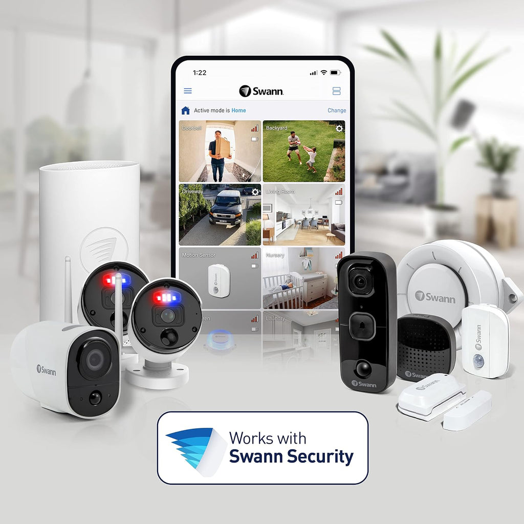 Swann CoreCam Pro Wireless Security Camera, 2K HD, Indoor/Outdoor Home, Spotlight, 2-Way Talk & Siren, Heat Motion Detection, Color Night Vision, IP65, 3 Pack