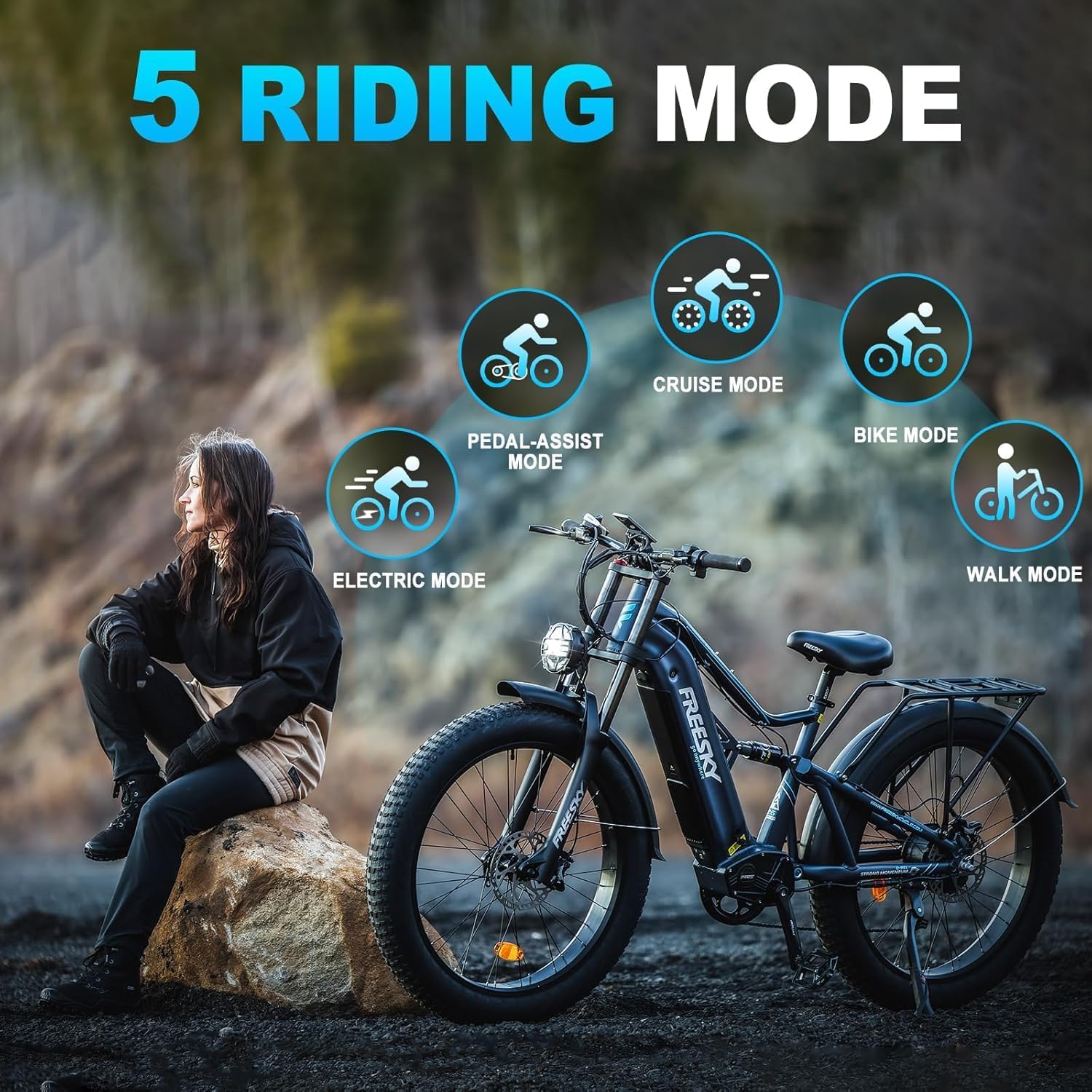 FREESKY Swift Horse Ultra 2026 Electric Bike with 3500W BAFANG Motor, 48V 35Ah Samsung Cells Battery, 26' Fat Tires, Up to 38MPH &140-Mile Range, Smart Keys, Full Suspension Mountain EBike for Adults