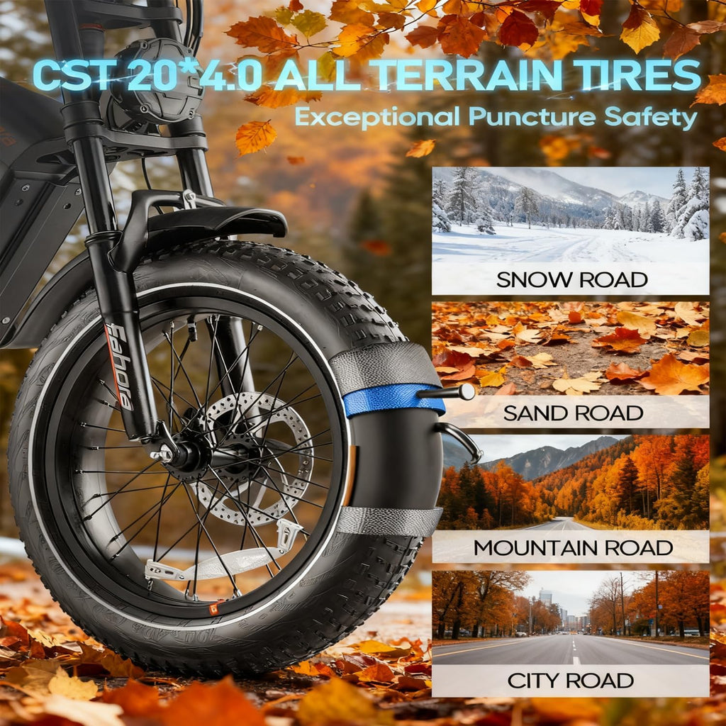 eAhora Juliet Pro 2/Juliet Electric Bike for Adults 5400W/1200W Dual Motor Electric Bicycle 43MPH 60V 70Ah 220+Miles Long Range 20' Fat Tire Full Suspension Mountain E-Bike with APP Control