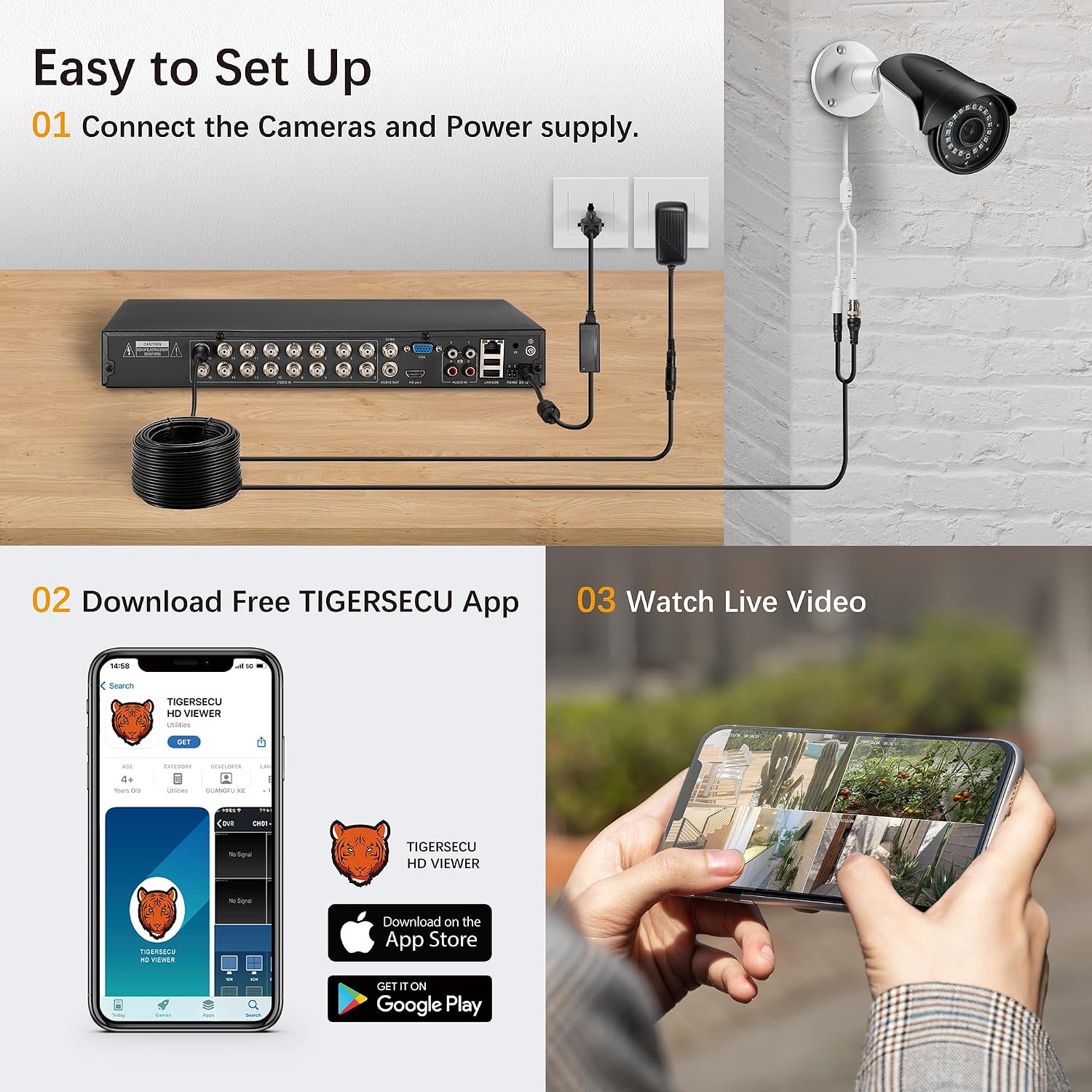 TIGERSECU Super HD 1080P 16 Channel DVR Security Recorder with 2TB Hard Drive, H.265 Hybrid 6-in-1 CCTV DVR Recorder Compatible with 2MP and 5MP TVI, AHD, CVI, Analog, RS485 PTZ and IP Cameras