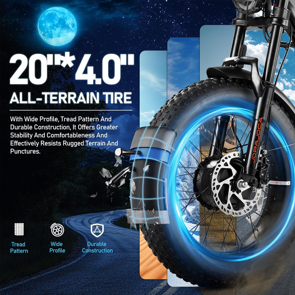 eAhora Terra/Luna [2025] Dual Motor Electric Bike for Adult, 3000W/1500W | 33MPH | 20/15Ah | 80 Miles Long Range | 20'*4.0 Fat Tires | Full Suspension | for Coummute | Delivery | Women | Men