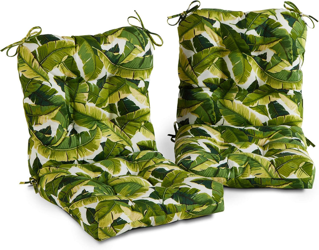 Greendale Home Fashions Outdoor 42x21-inch Seat/Back Chair Cushion (Set of 2), Tropical White