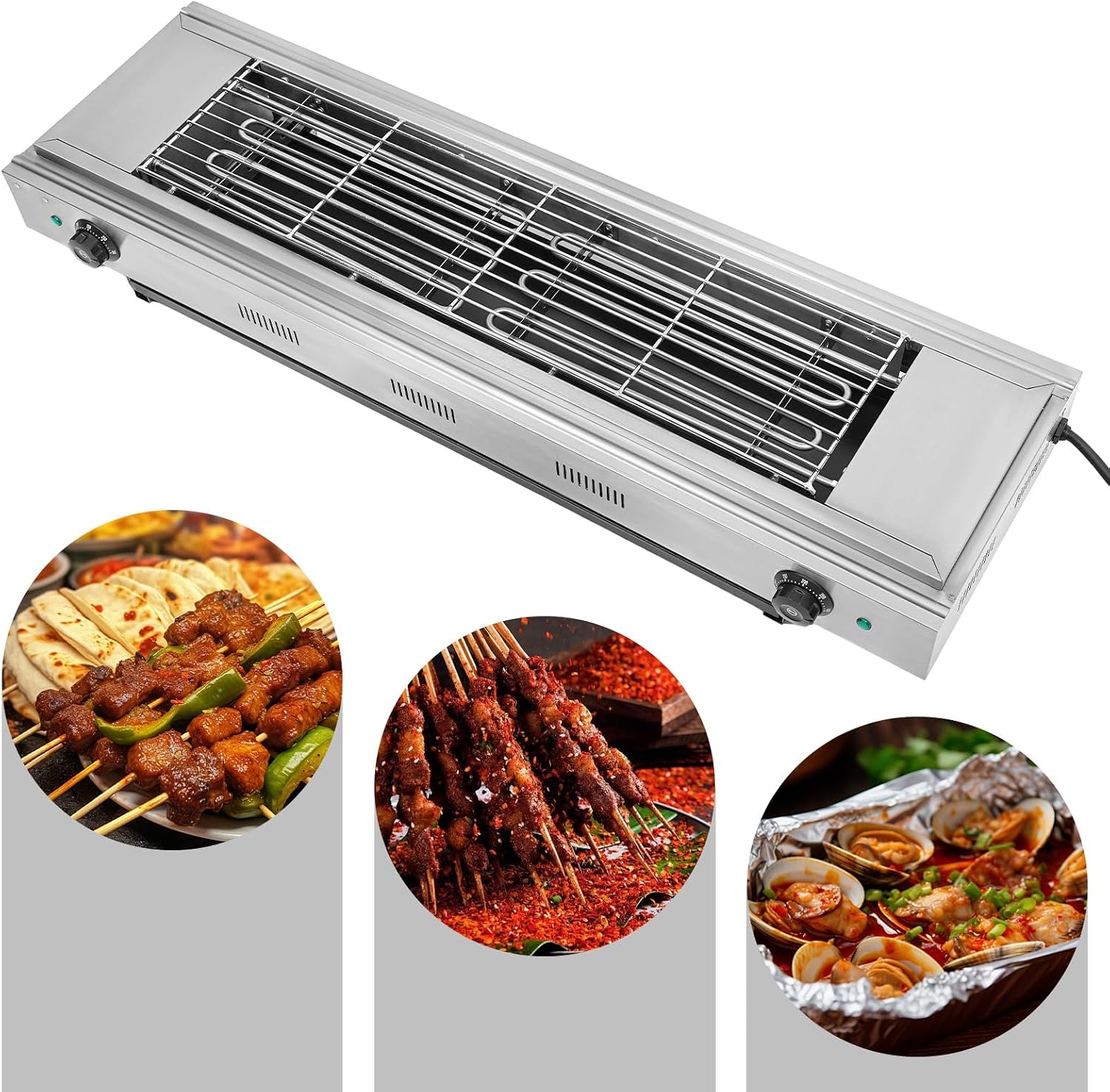 Countertop Barbecue Grill,Electric Barbecue Grill, Electric Griller with Temperature Control,50-300℃/122-572℉,3KW