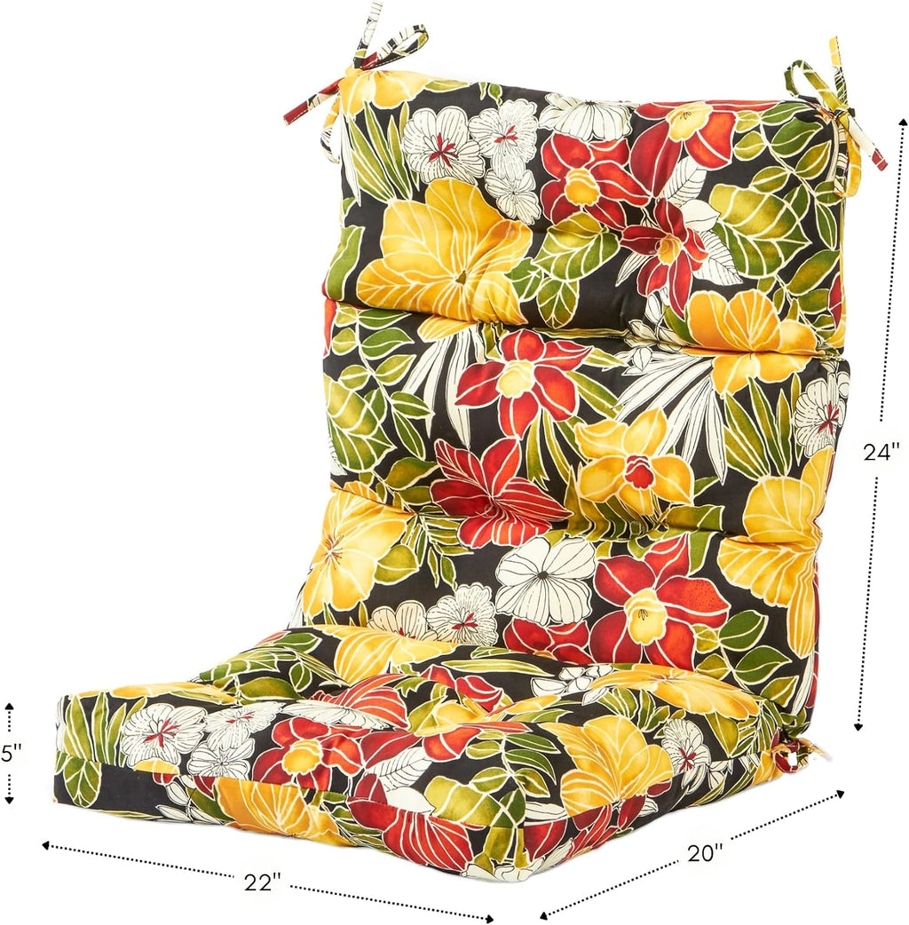 Greendale Home Fashions Outdoor 44x22-inch High Back Chair Cushions (Set of 2), Aloha