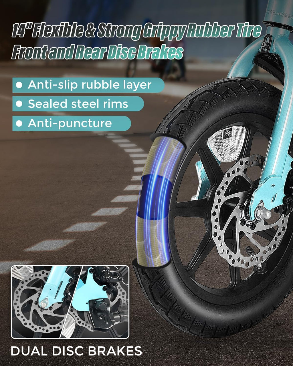 ANCHEER 14' Folding Electric Bike for Adults, 19.8MPH Ebike with 350W Motor[Peak 500W], 48V 374Wh Battery, Cruise Control, UL2849 Compliant Electric Bicycle, Compact Electric Mini Bike for Teens
