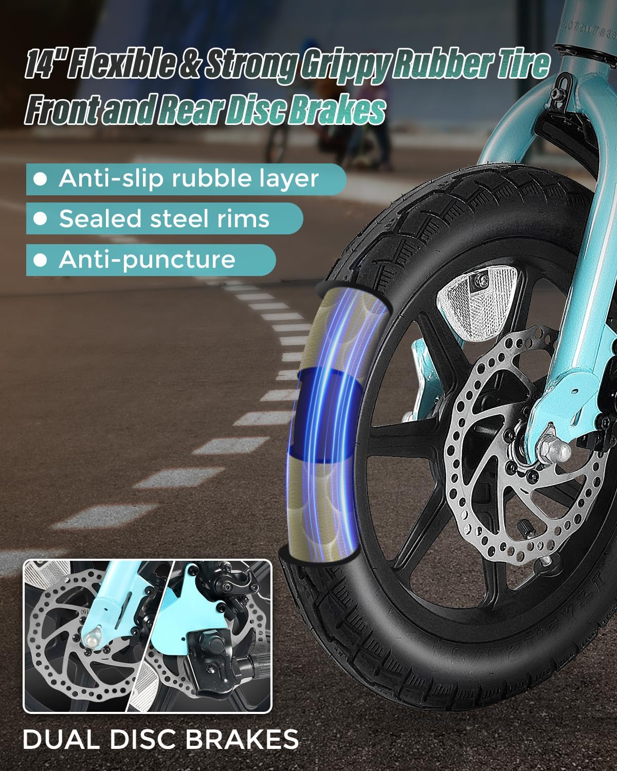 ANCHEER 14' Folding Electric Bike for Adults, 19.8MPH Ebike with 350W Motor[Peak 500W], 48V 374Wh Battery, Cruise Control, UL2849 Compliant Electric Bicycle, Compact Electric Mini Bike for Teens