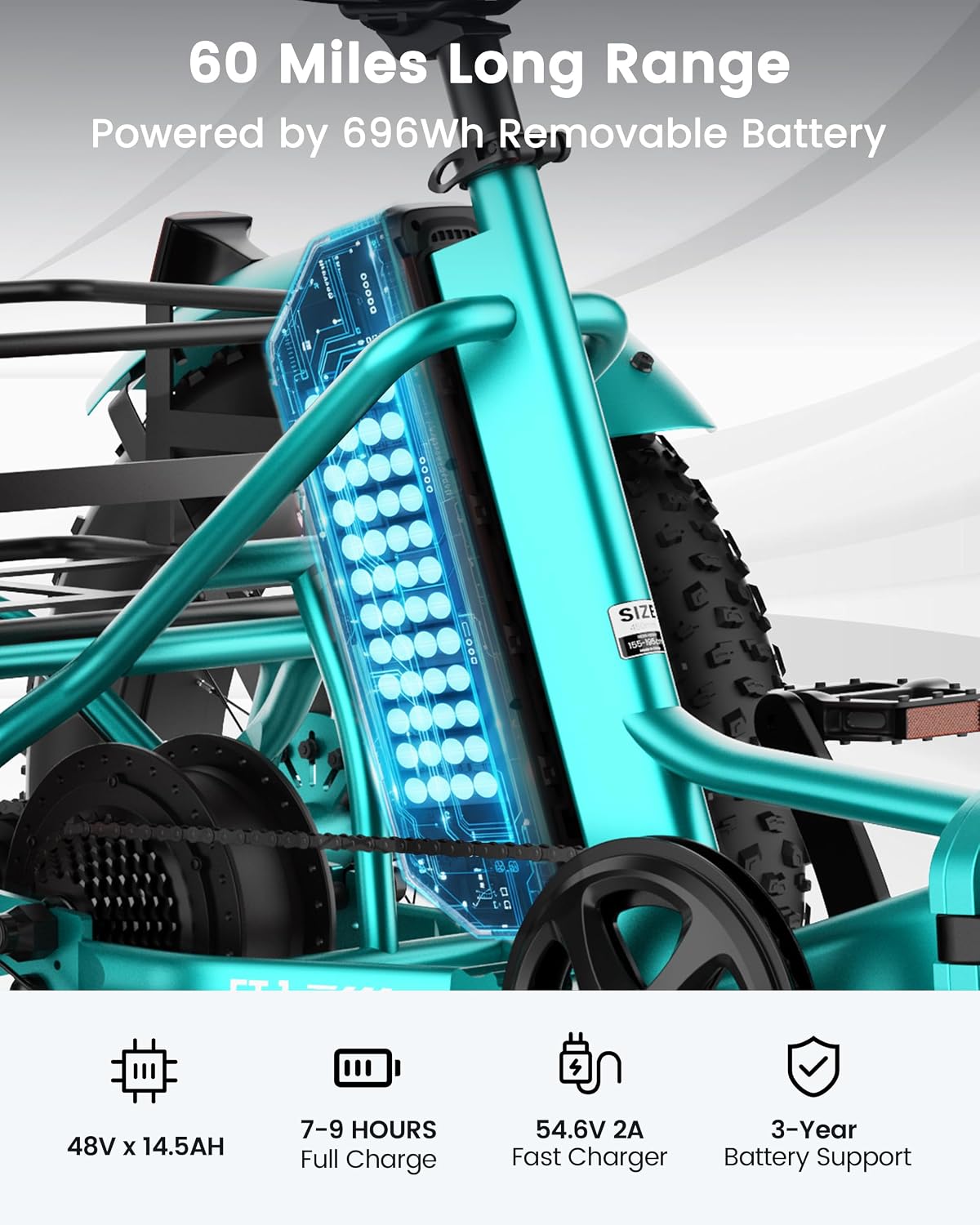 MOONCOOL Electric Tricycle for Adults, 20' x 4' Fat Tire Electric Trike, 48V 500W 3 Wheel Electric Bike, 7 Speed E Trikes for Adults with Removable Battery, Aluminum Frame & Large Basket
