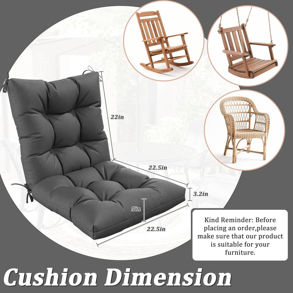 Patio Seat&Back Chair Cushions for Outdoor Furniture，Comfortable Cushions for Rocking/Dining/Lawn Chair-Set of 4