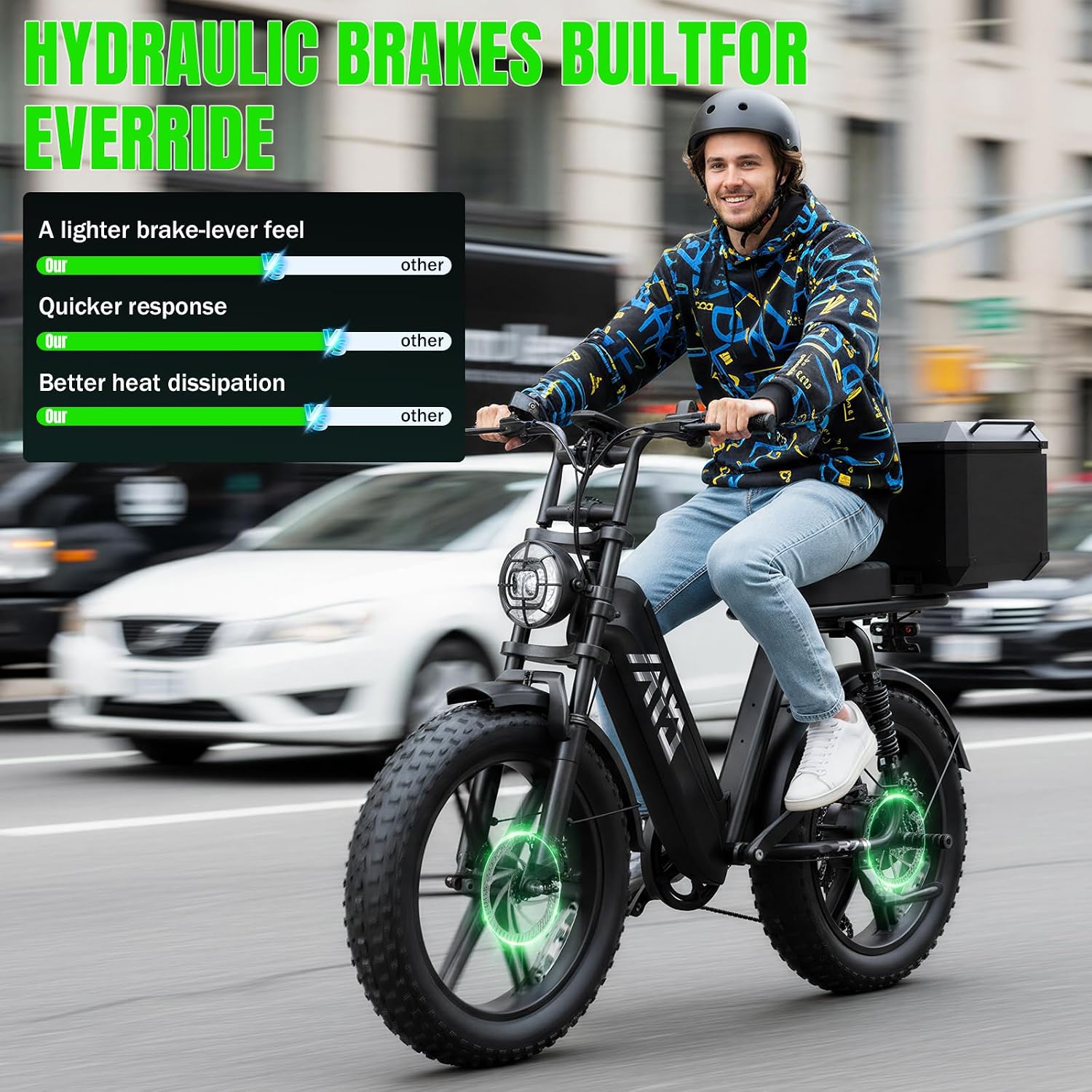 TST Electric Bike for Adults 1500W Peak 20' Fat Tire All-Terrain E-Bike 60 Miles Electric Dirt Bike for Road Sand Mountain Snow - 48V 15AH Battery Powered Electric Motorcycle for Adventure
