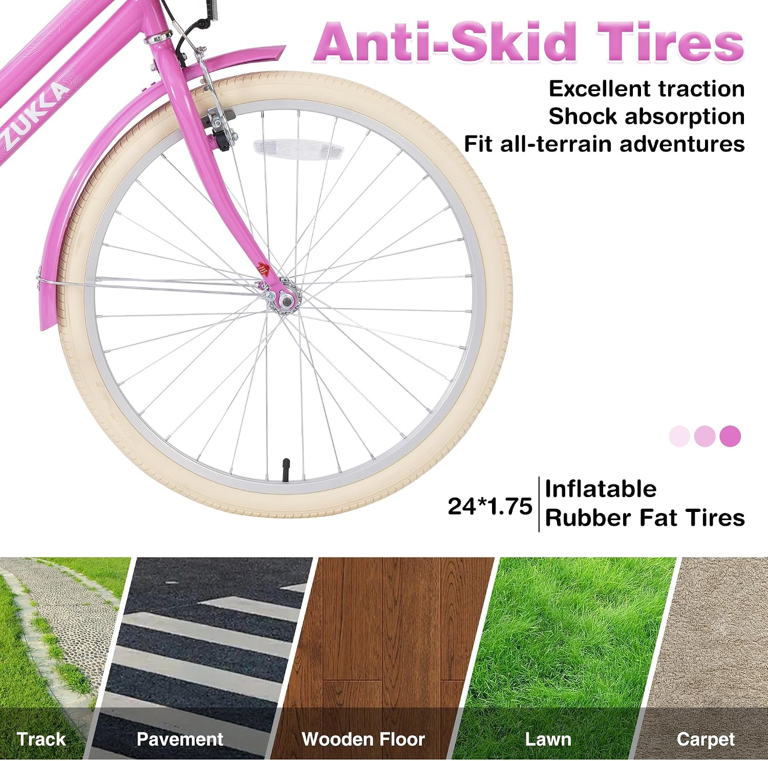 Girls Bike, 20/22/24 Inch Wheels, 1/7 Speed Kids Bike Cruiser Bike, Rear Cargo Rack for 7-14 Years Old Kids Bike, Multiple Colors