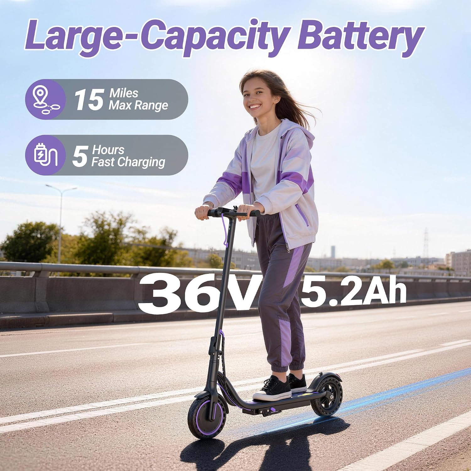 Electric Scooter, 350W-500W Motor, 9 MPH to 22MPH, 10-41 Miles Range, Dual Suspension, Dual Braking, App Control, Foldable Commuter E Scooter for Adults and Teens