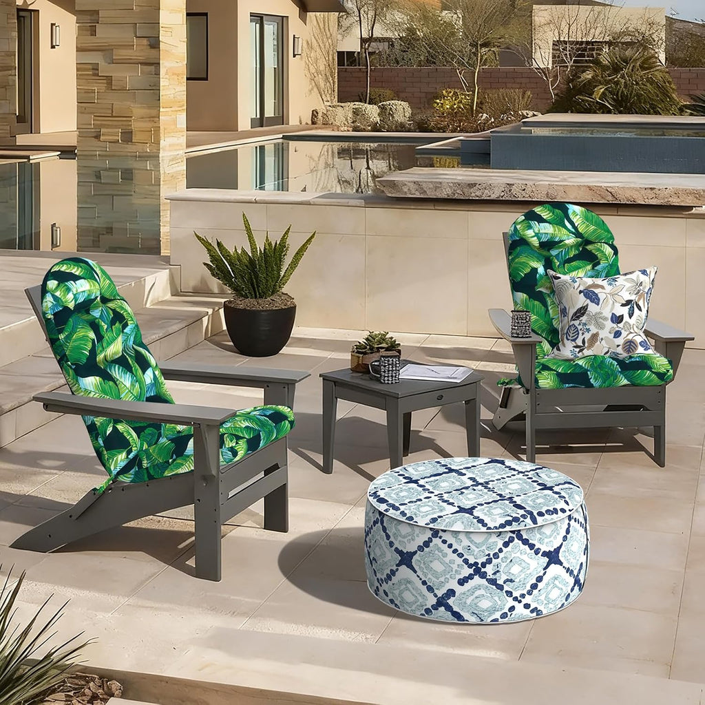 LVTXIII Outdoor Adirondack Chair Cushions, 44x19x4 Inch Non-Slip High Back Rocking Chair Cushion, Tufted Seat Cushion for Patio Furniture, Set of 2, Hanalei Lagoon