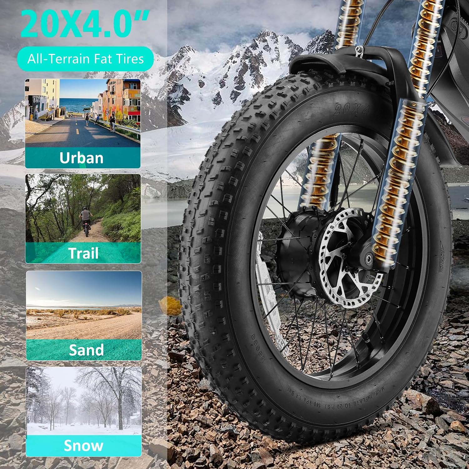 HAPPYRUN Dual Motor Electric Bike for Adults 5000W Peak Removable 38Ah Battery All-Terrain 20' Fat Tire Ebike 36MPH 85+ Miles Hydraulic Disc Brake Electric Dirt Bike G70 Pro