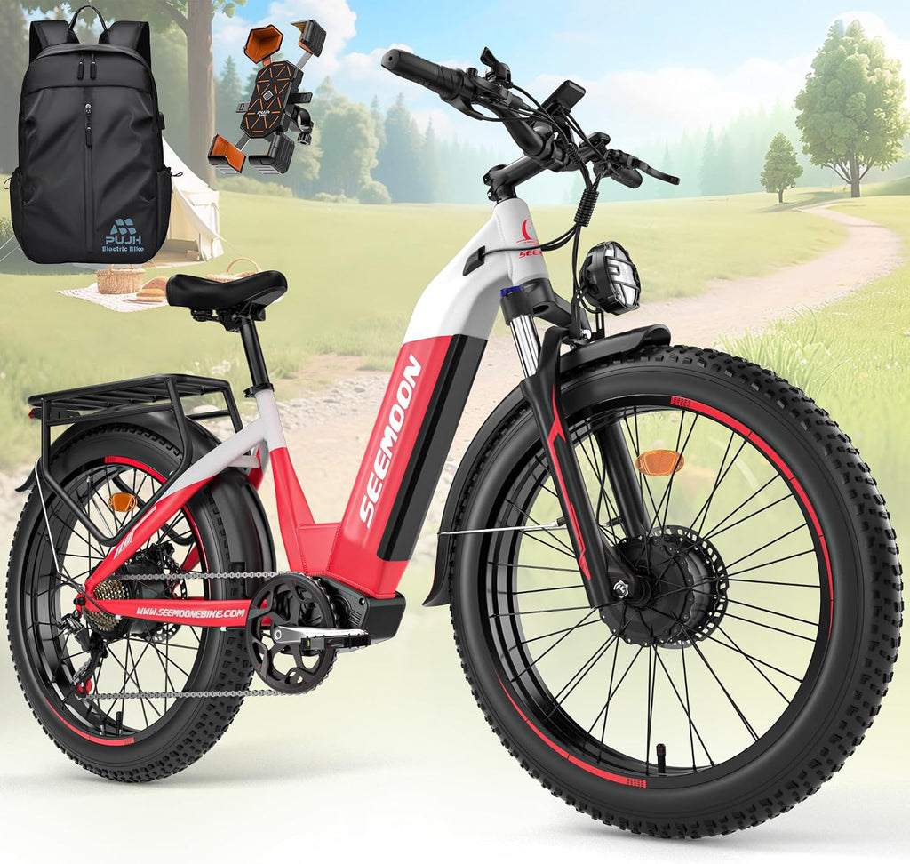Seemoon 4000W Dual Motor Electric Bike, 38 MPH Ebikes for Adults with 52V 1040Wh Removable Battery, 26' Fat Tires Fast Electric Bike Up to 105 Miles Range, Ideal for Road Sand Snow SM1