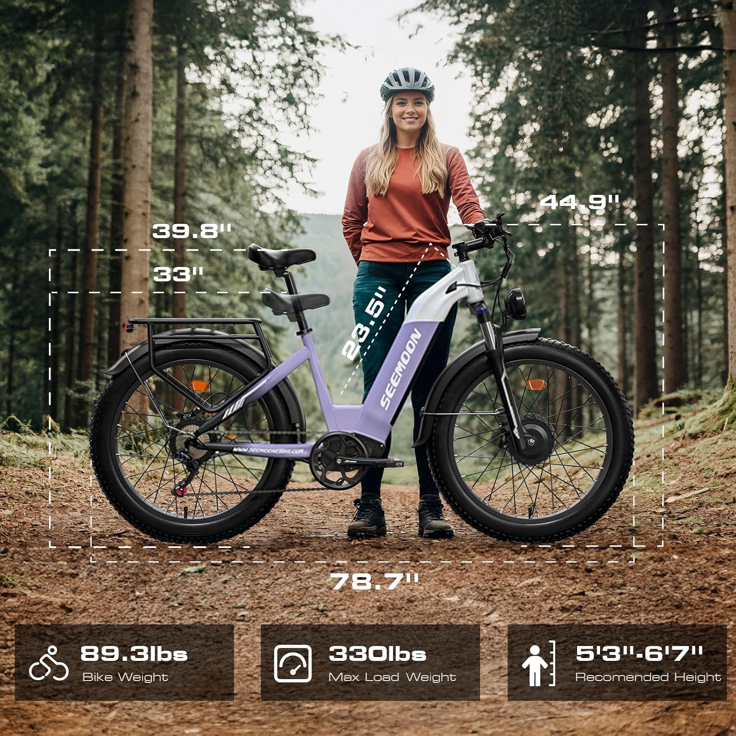 Seemoon 4000W Dual Motor Electric Bike, 38 MPH Ebikes for Adults with 52V 1040Wh Removable Battery, 26' Fat Tires Fast Electric Bike Up to 105 Miles Range, Ideal for Road Sand Snow SM1