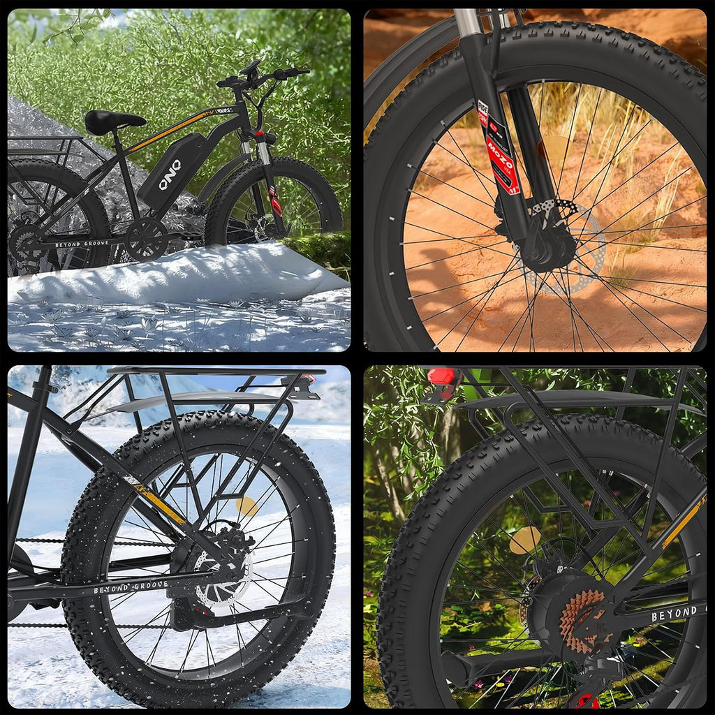 Electric Bike for Adults丨1500W Peak Power丨20 MPH,60+Miles丨48V 15Ah Removable Battery丨26''Fat Tires丨7-Speed Gears丨Dual Shock Absorbers丨 High Carbon Steel. Adaptive Cruise Control.