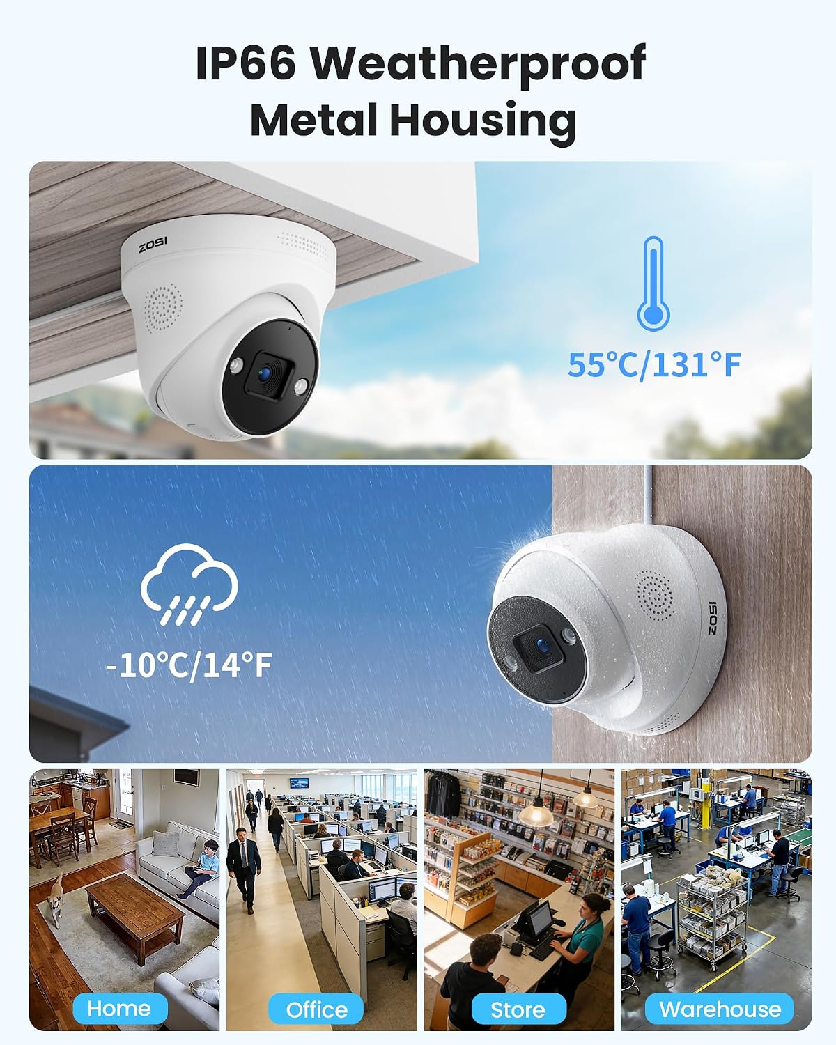 ZOSI 4K POE Security Camera System Outdoor, 4PCS 4K Spotlight Wired Cameras for Home Security, Person Vehicle Detection, Color Night Vision, 8 Ports 16CH 8MP NVR with 2TB HDD for 24/7 Recording
