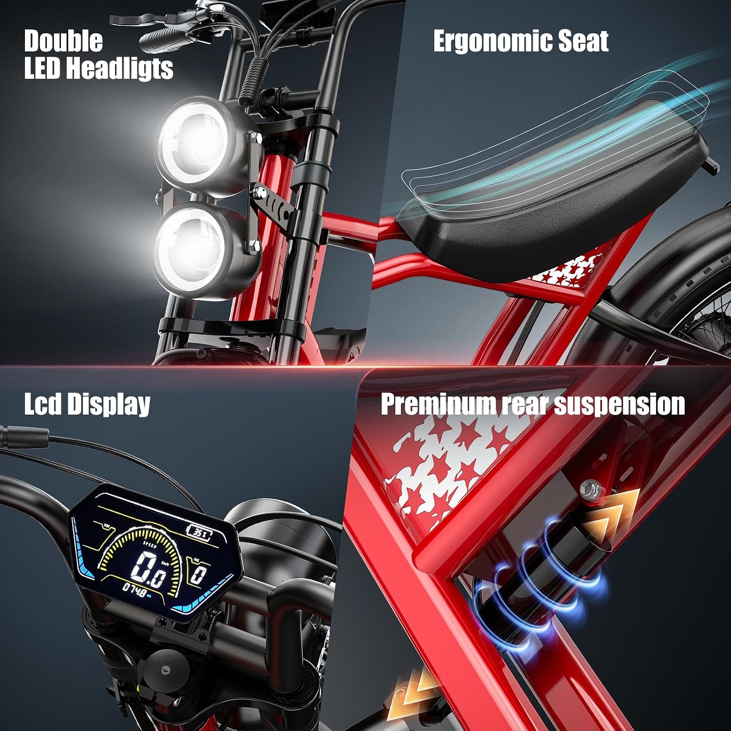 ES2 Max Electric Bike, 22.5 Ah Super Large Battery Ebike, 92NM Torque Super Power Ebike, Up to 32MPH and 100 Miles, 7-Speed 20' Fat Tire All Terrain Electric Bike for Adults UL 2849 Certified