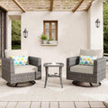 ovios 3 Pieces Patio Swivel Chairs with Side Table, Outdoor Wicker Rocking Chairs of 2 with Comfy Cushions, Rattan Glider Rocker Bistro Set for Porch Deck, Beige