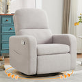 Swivel Rocker Recliner, Oversized Teddy Manual Nursery Glider Rocking Recliner with Removable Cushion, Upholstered Boucle Swivel Reclining Chair for Nursery Living Room Bedroom, Teddy Gray
