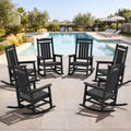 SERWALL Oversized HDPE Outdoor Rocking Chair Set of 6, Patio Rocking Chairs, All-Weather Porch Rockers for Adults, Black