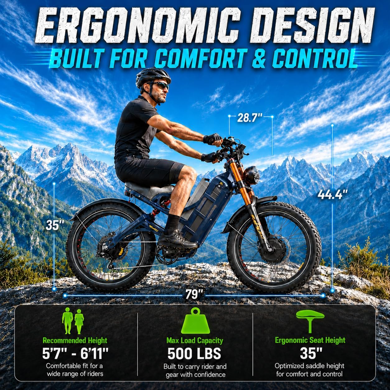 eAhora Romeo Pro 3 Electric Bike for Adults, 5600W 50MPH Dual Motor Ebike, 60V 80AH 250Miles Long Range Electric Bike, 26' *4.0 Fat Tire Electric Mountain Bike Full Suspension Off-Road E-Bike