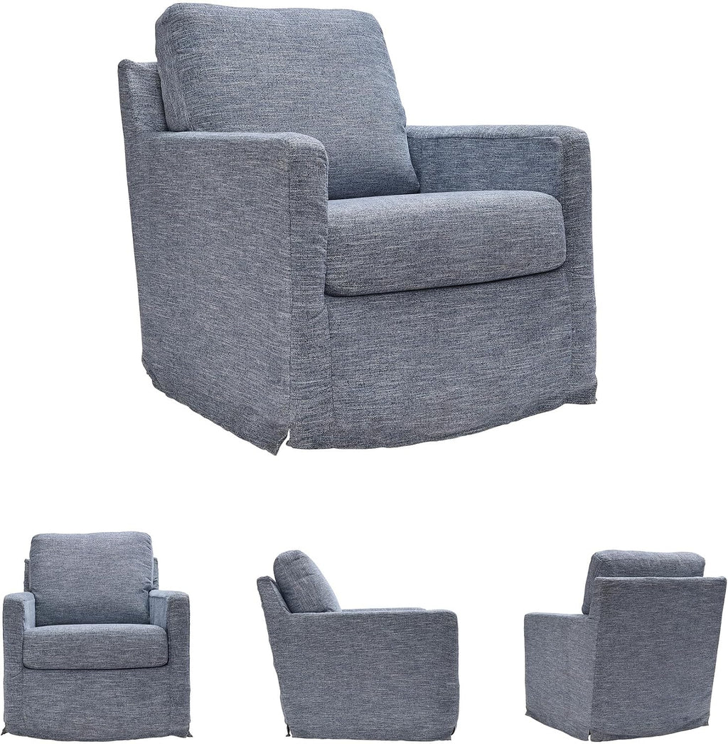 Signature Design by Ashley Nenana Next-Gen Nuvella Casual UV Resistant Upholstered Swivel Glider Accent Chair with Removable Slipcover, Blue