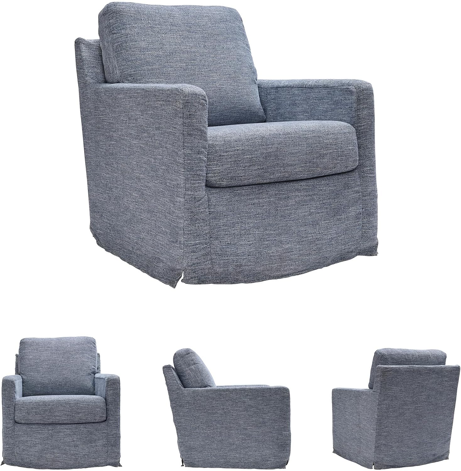 Signature Design by Ashley Nenana Next-Gen Nuvella Casual UV Resistant Upholstered Swivel Glider Accent Chair with Removable Slipcover, Blue