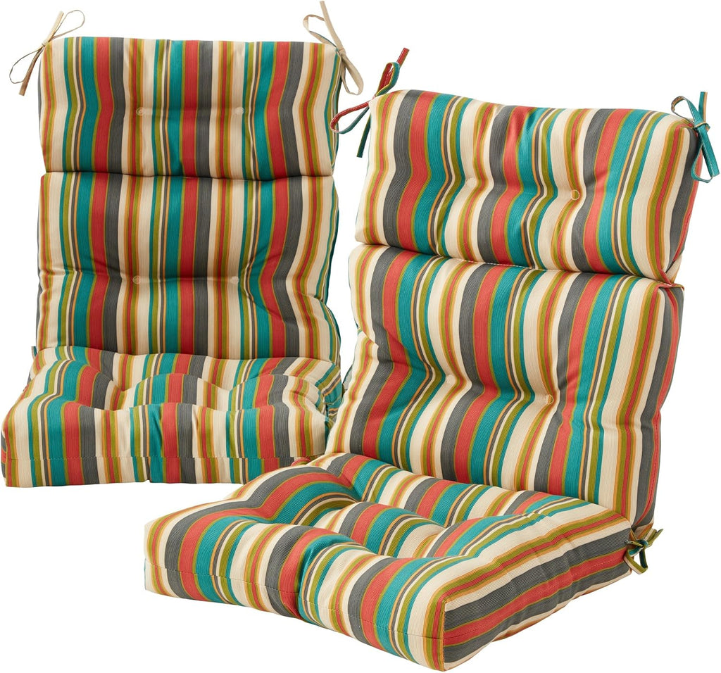 Greendale Home Fashions Outdoor 44x22-inch High Back Chair Cushions (Set of 2), Adobe Stripe