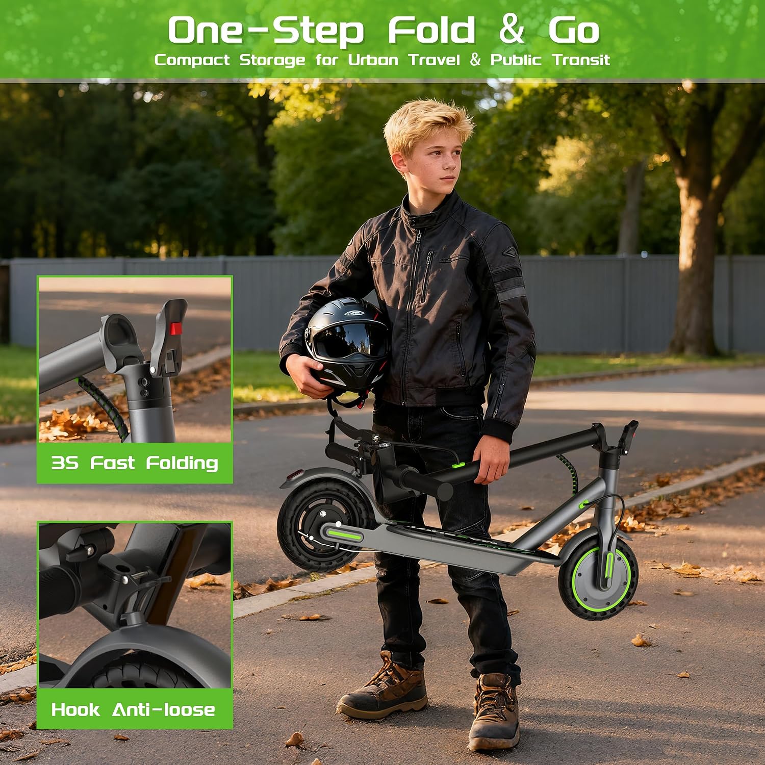 MAXSHOT Electric Scooter for Adults, 8.5/10/14' Tires, 19/22Mph, 350W/500W Motor, 21-28 Miles Range, Folding E-Scooter with Dual Suspension,APP Contro