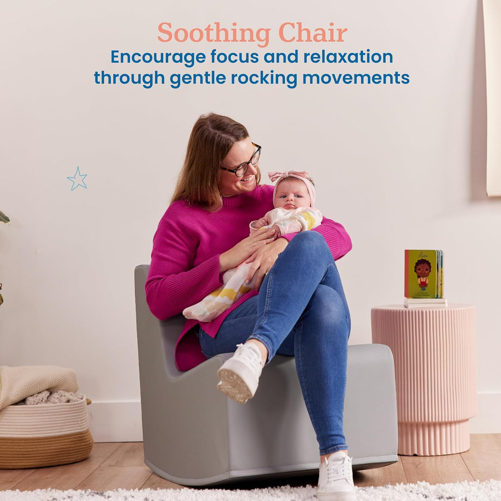 ECR4Kids SoftZone Contoured Rocking Chair, Flexible Seating, Grey