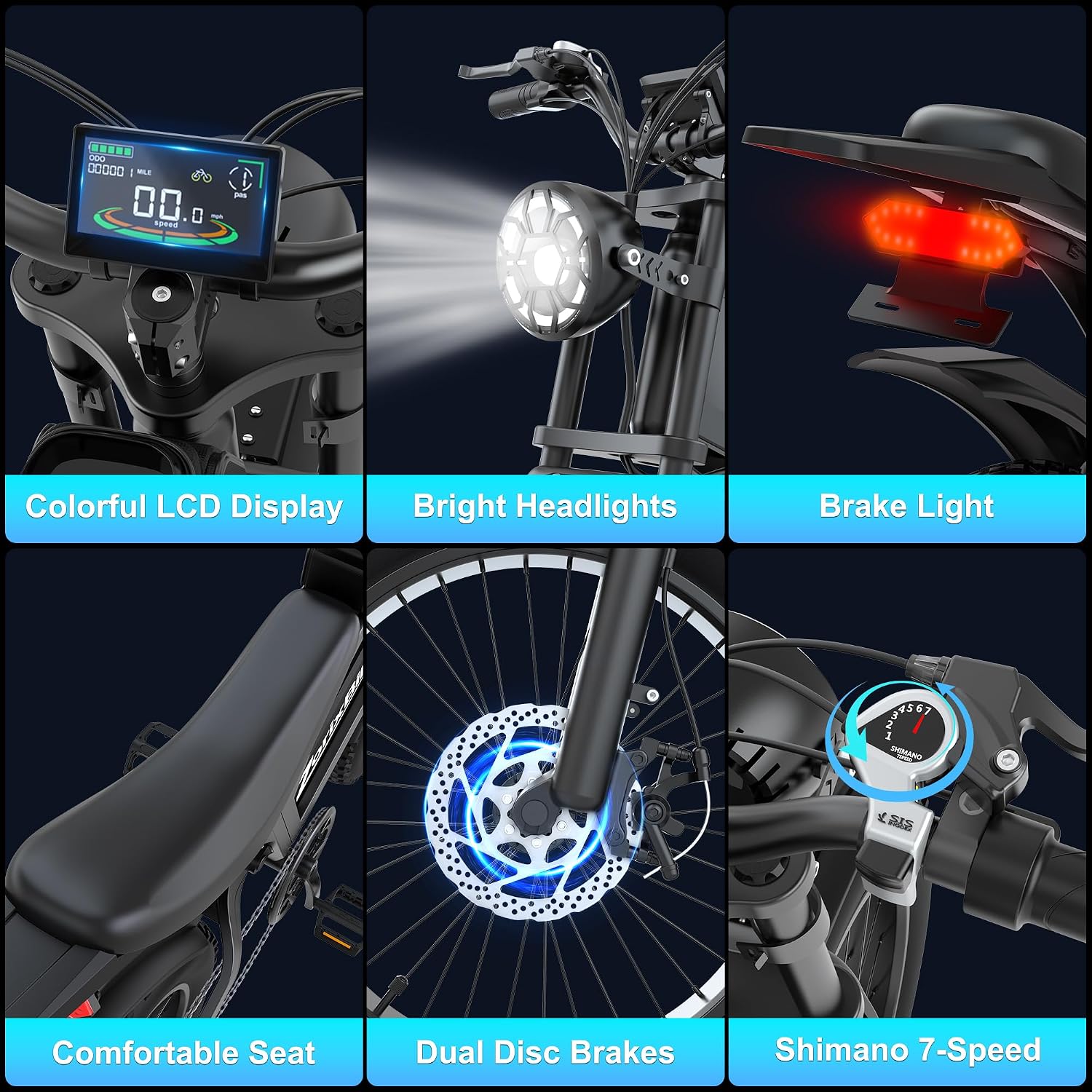 Electric Bike for Adults,48V 20AH - Peak Power 1500/3000W Brushless Motor Electric Bicycle - Max Speed 31-35MPH - Max 80 Miles Range - 20' x 4.0' Fat Tire Dirt E-Bike,7-Speed