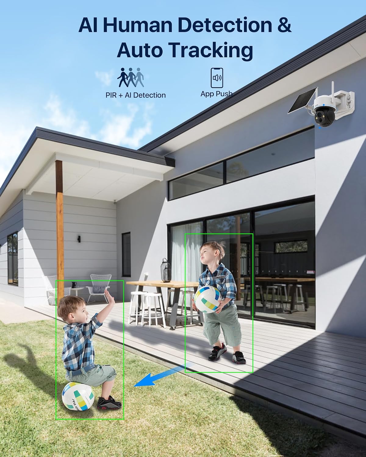 ZOSI C291 4 x 2.5K 4MP Wireless Battery Security Camera Outdoor, Solar Powered Pan/Tilt Camera, 360 View, Human Detect, Auto Track, Color Night Vision, 2-Way Talk, Light Siren Alarm, 32GB Memory Card