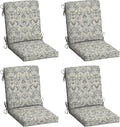 Arden 4-Pack Outdoor Patio Dining Chair Cushion, 20x44, Rain-Proof Seat Pad, Fade-Resistant Outdoor Cushion Neutral Aurora Damask