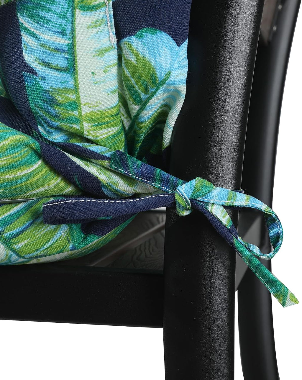 Magpie Fabrics Patio Tufted High Back Chair Cushion 2 Count, Waterproof Fade Resistant Indoor Outdoor Deep Seating Rocking Chair Swing Seat/Back Cushions - Green Lagoon Leaves