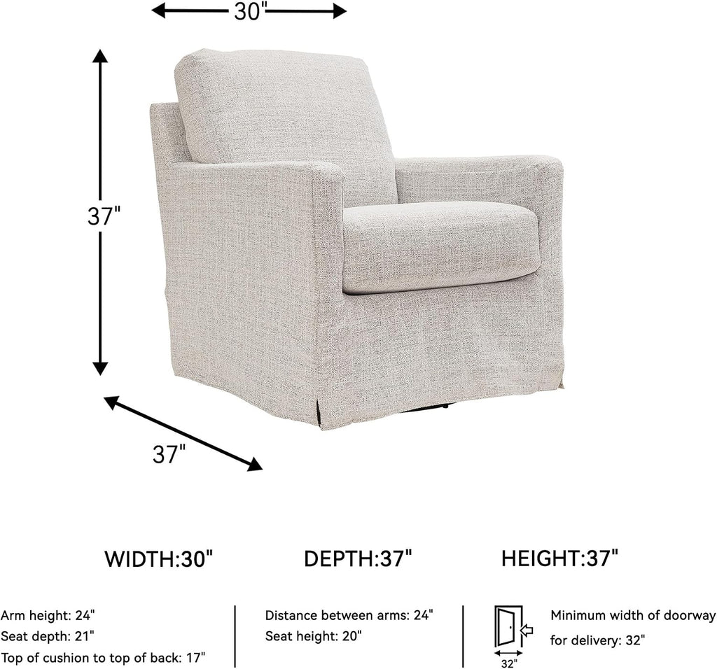 Signature Design by Ashley Nenana Next-Gen Nuvella Casual UV Resistant Upholstered Swivel Glider Accent Chair with Removable Slipcover, Light Gray