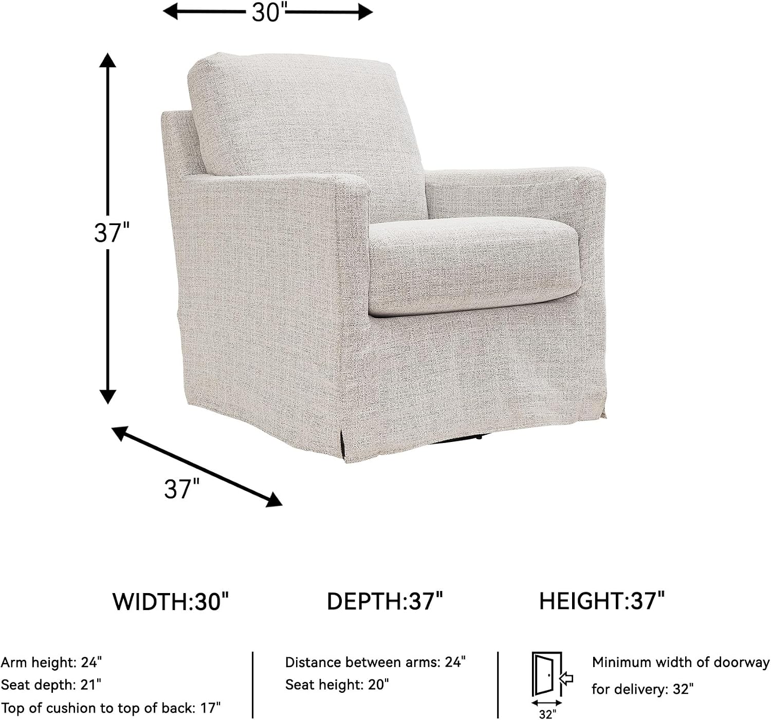 Signature Design by Ashley Nenana Next-Gen Nuvella Casual UV Resistant Upholstered Swivel Glider Accent Chair with Removable Slipcover, Light Gray