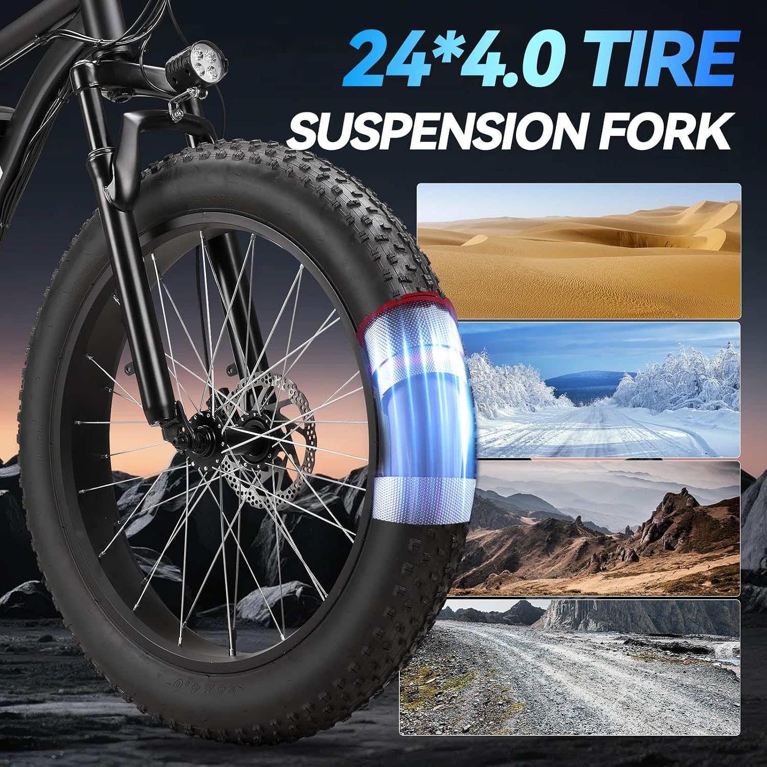 ZNH 750W|1000w Electric Bike for Adults, 48V 13Ah Removable Battery, 24' x 4.0' Fat Tire E-Bike, Up to 80 Miles, 7-Speed, Hydraulic Suspension, LCD Display, UL 2849 Certified