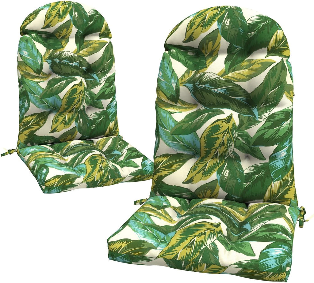 LVTXIII 2 Pack Outdoor Adirondack Chair Cushions, 44x19x4 Inch Water Repellent Patio Cushions for Rocking Chairs, Thick Tufted High Back Seat Cushion Set, Lush Leaf Jungle
