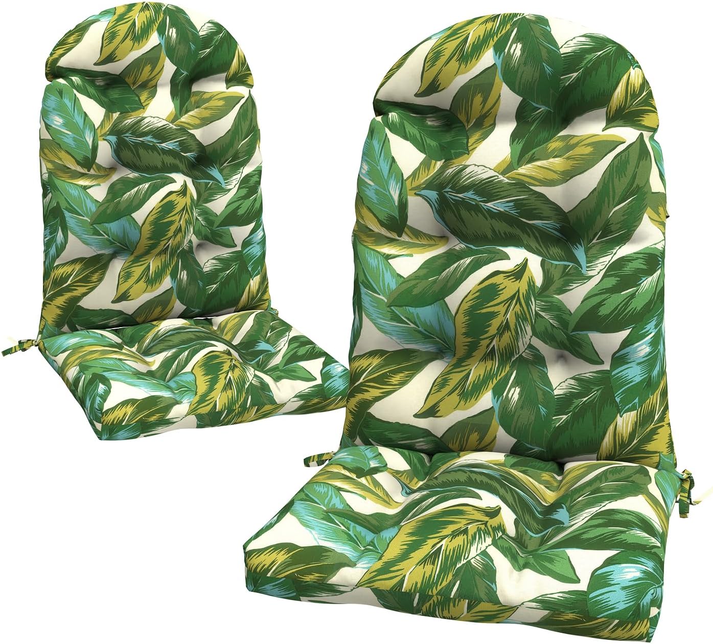 LVTXIII 2 Pack Outdoor Adirondack Chair Cushions, 44x19x4 Inch Water Repellent Patio Cushions for Rocking Chairs, Thick Tufted High Back Seat Cushion Set, Lush Leaf Jungle