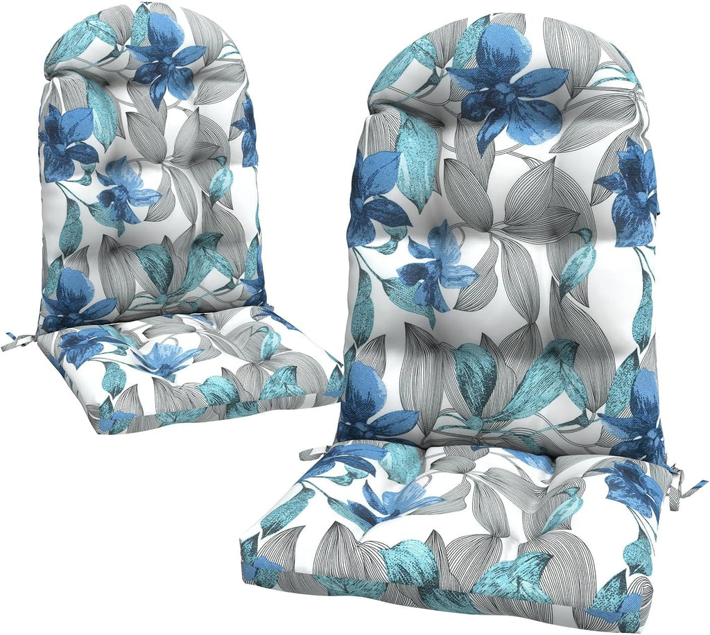LVTXIII Outdoor Adirondack Chair Cushions, 44x19x4 Inch Non-Slip High Back Rocking Chair Cushion, Tufted Seat Cushion for Patio Furniture, Set of 2, Clemens Noir Blue