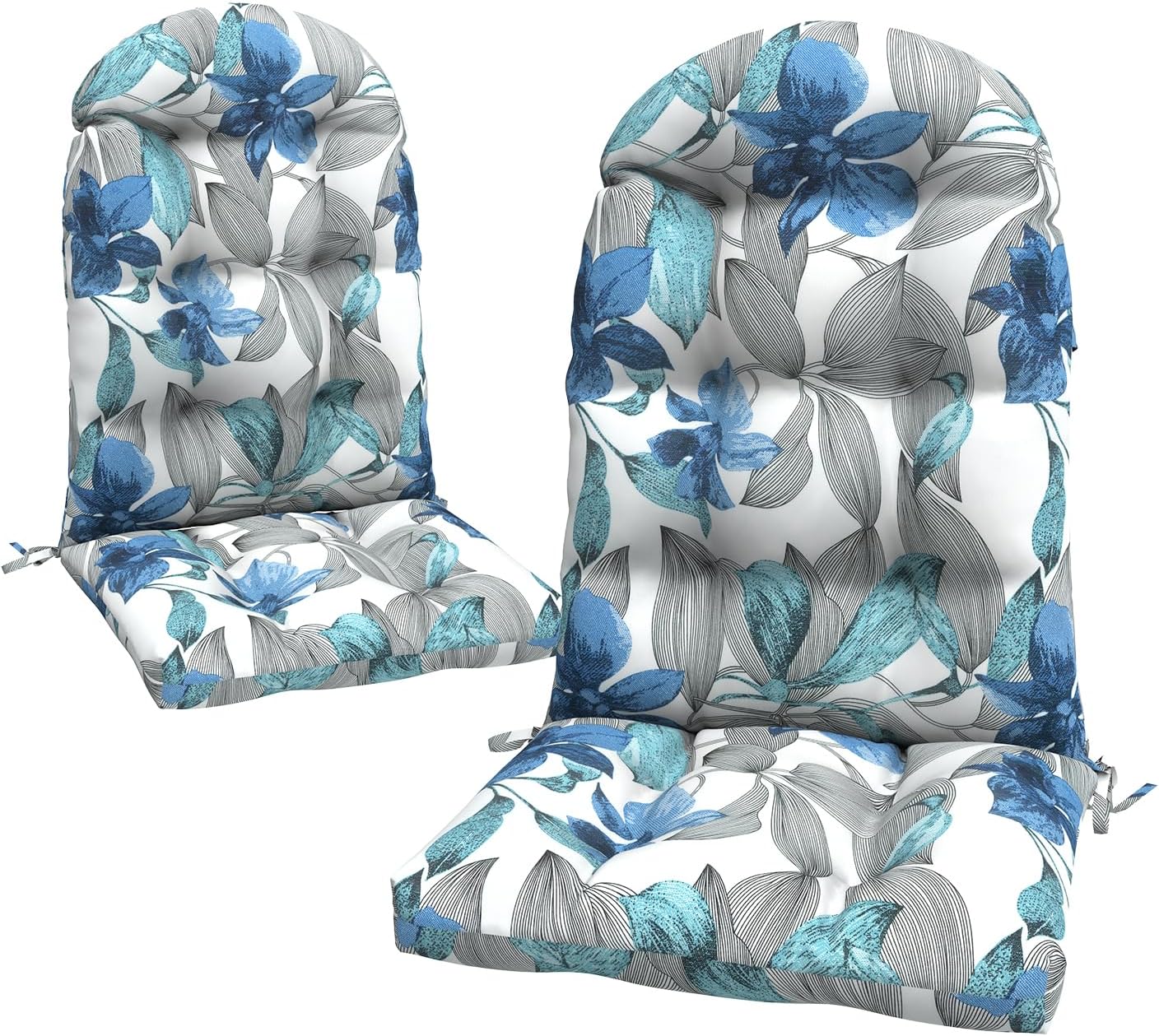 LVTXIII Outdoor Adirondack Chair Cushions, 44x19x4 Inch Non-Slip High Back Rocking Chair Cushion, Tufted Seat Cushion for Patio Furniture, Set of 2, Clemens Noir Blue
