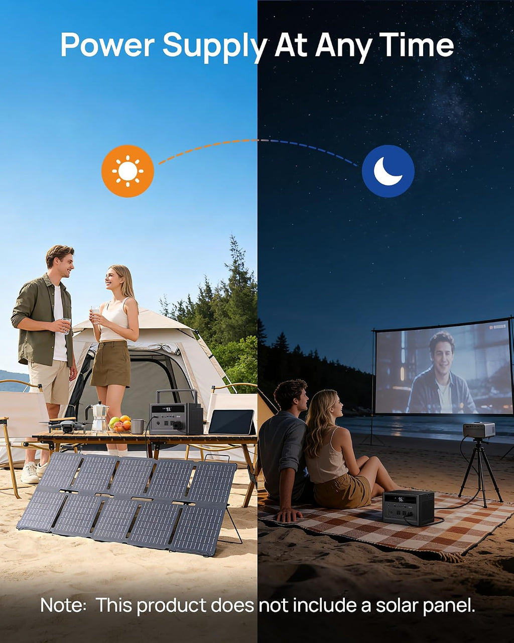 DaranEner 600W Portable Power Station (1200W Peak), 576Wh LiFePO4 Battery Solar Generator for Home Use, 3.3H Fast Charging Power Station, Emergency Backup for Camping, CPAP (Solar Panel Optional)