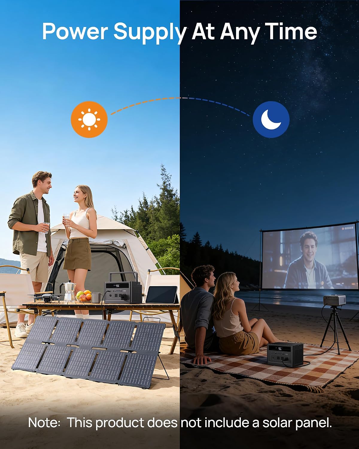 DaranEner 600W Portable Power Station (1200W Peak), 576Wh LiFePO4 Battery Solar Generator for Home Use, 3.3H Fast Charging Power Station, Emergency Backup for Camping, CPAP (Solar Panel Optional)