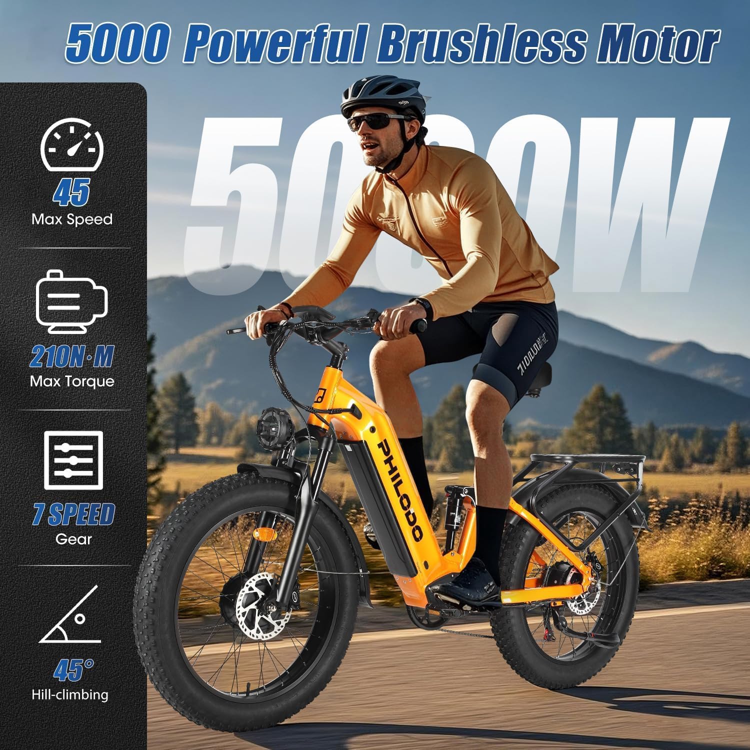 Falcon 60V 32AH Off-Road Electric Bike - 5000W Dual Motor Hunting Ebike, Fat Tire Full Suspension Dirt Bike for Adults, Long Range Snow/Sand Electric Bicycle