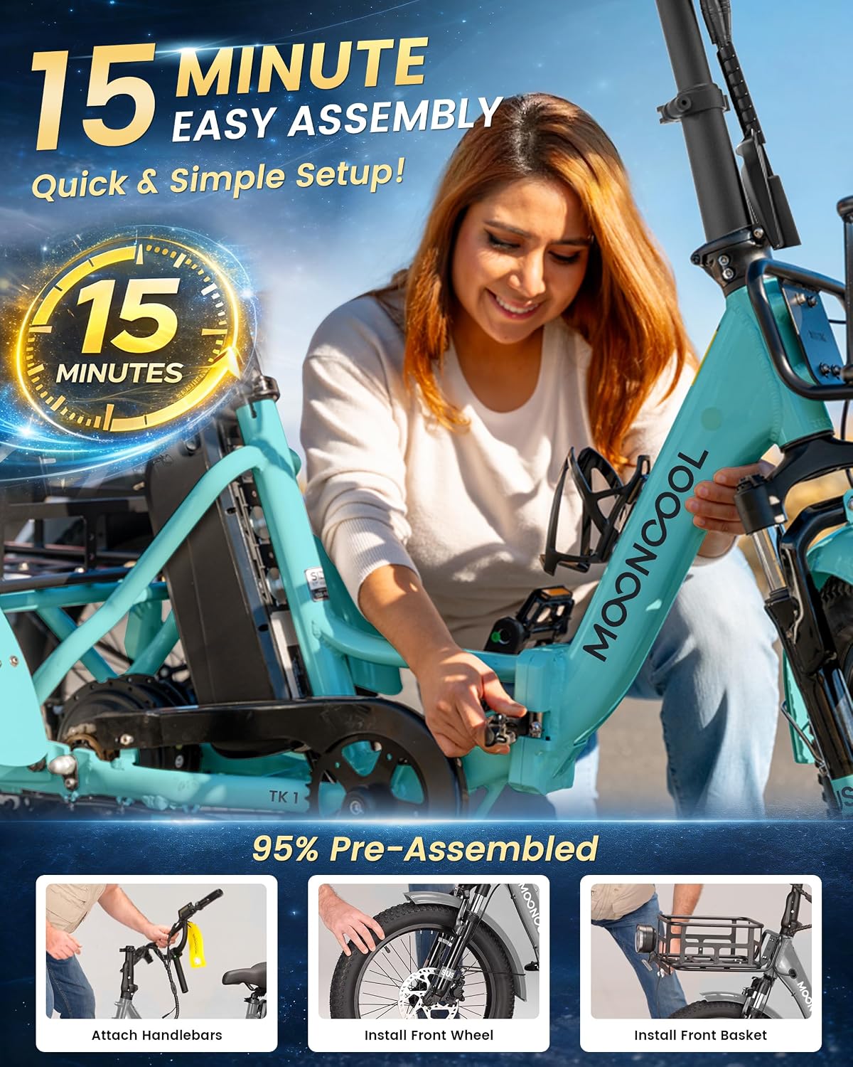 MOONCOOL Electric Trike for Adults, 500W/750W 48V Electric Tricycle for Adults, 20'x3.0' Fat Tire 3 Wheel Electric Bike, Folding Aluminum Adult Tricycle with Removable Battery