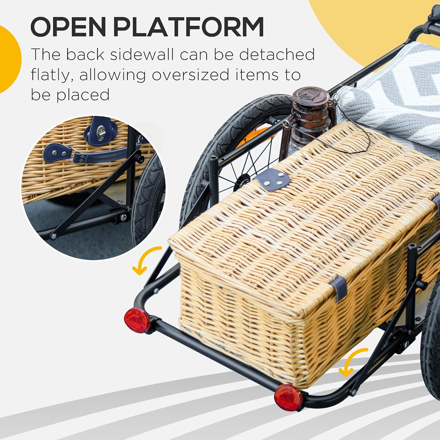 Aosom Bike Cargo Trailer, Bicycle Trailer Wagon Cart with Removable Storage Box, Folding Frame, Quick Release 16' Wheels and Safe Reflectors