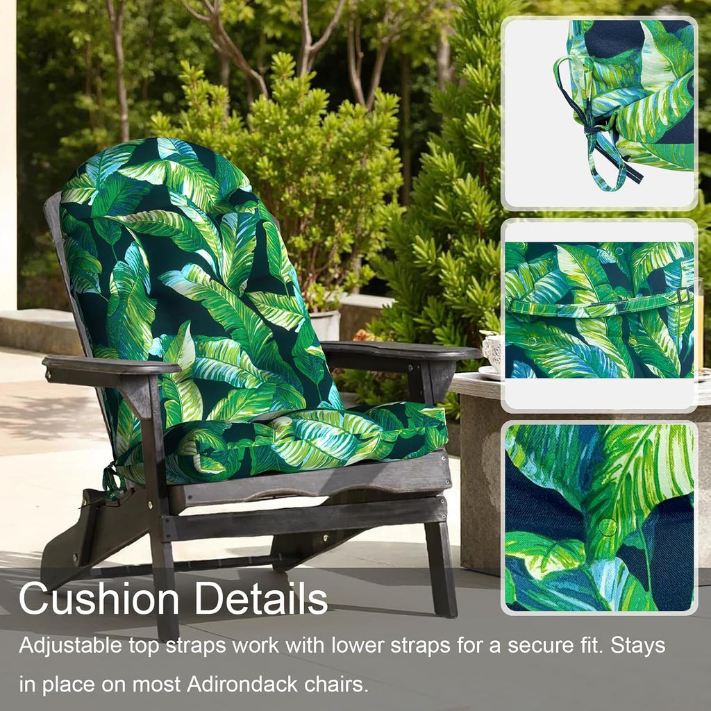 LVTXIII Outdoor Adirondack Chair Cushions, 44x19x4 Inch Non-Slip High Back Rocking Chair Cushion, Tufted Seat Cushion for Patio Furniture, Set of 2, Hanalei Lagoon